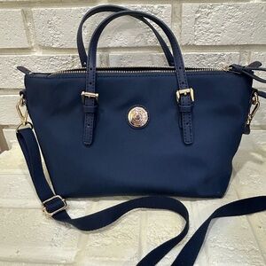 Tommy Hilfiger Navy Blue Nylon Crossbody Bag w/ Gold-Tone Hardware